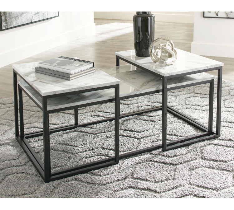 Donnesta Table (Set of 3) - Gray/Black
