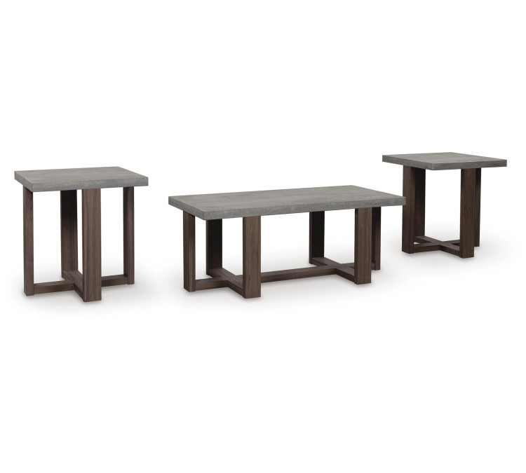 Dynnford Table (Set of 3) - Gray/Brown