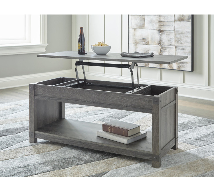 Freedan Lift-Top Coffee Table - Grayish Brown