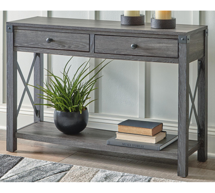 Freedan Sofa/Console Table - Grayish Brown