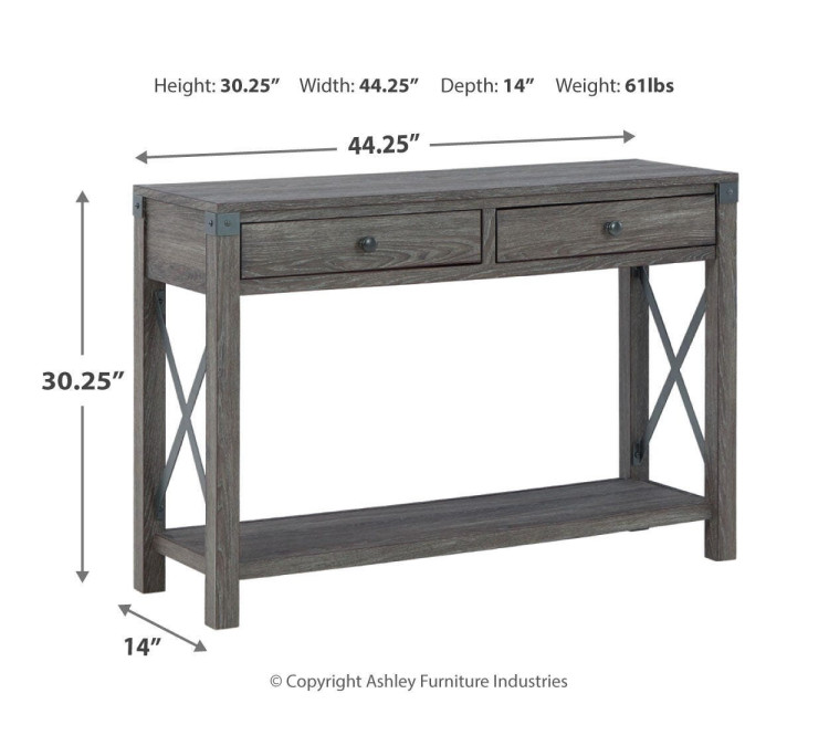 Freedan Sofa/Console Table - Grayish Brown