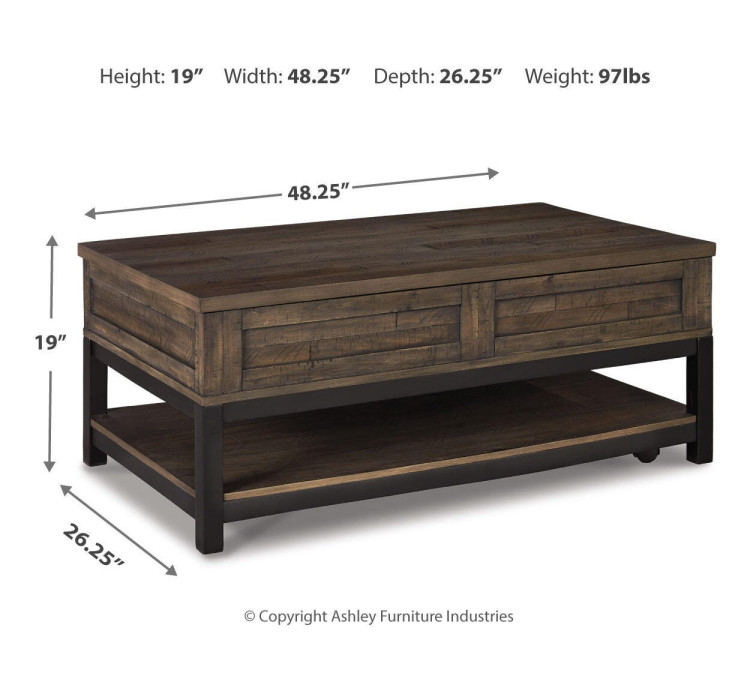 Johurst Coffee Table with Lift Top - Grayish Brown