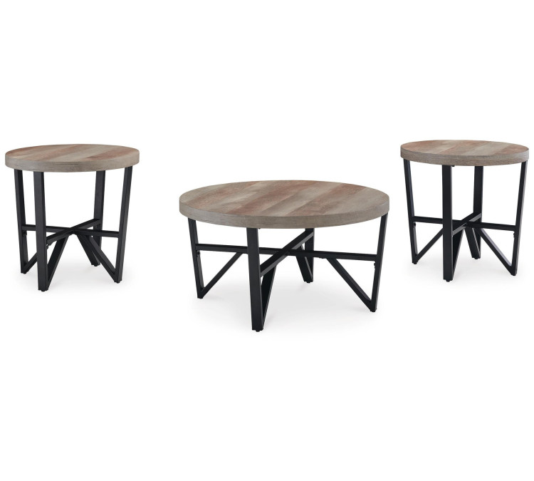 Deanlee Table (Set of 3) - Grayish Brown/Black