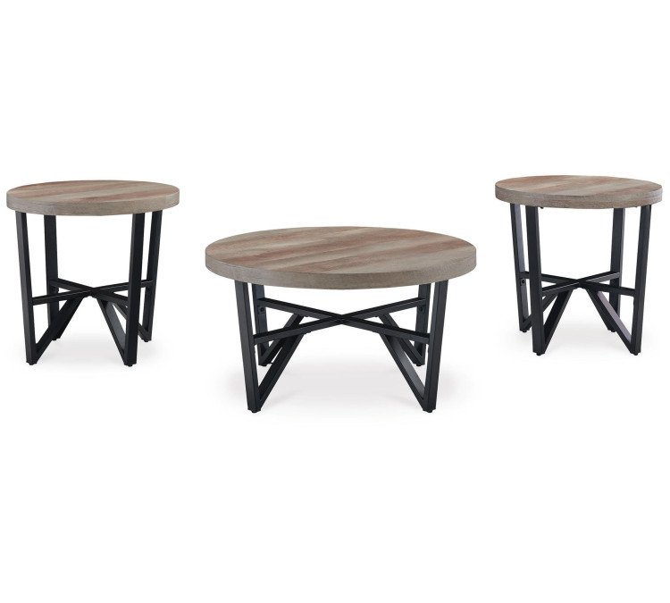 Deanlee Table (Set of 3) - Grayish Brown/Black