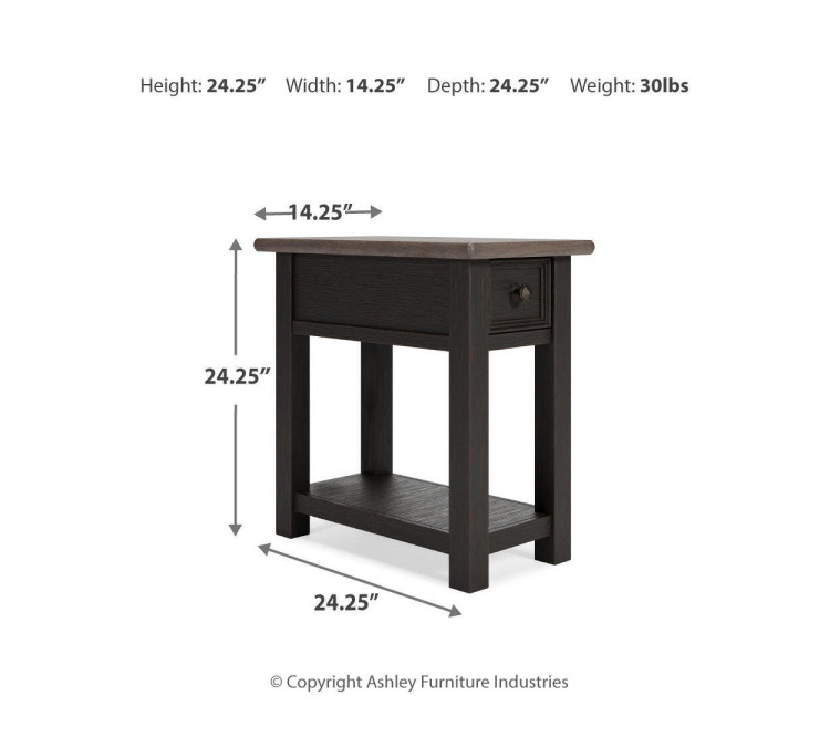 Tyler Creek Chairside End Table - Grayish Brown/Black