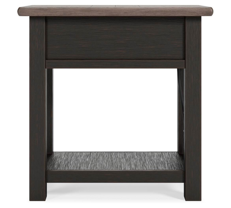 Tyler Creek Chairside End Table - Grayish Brown/Black