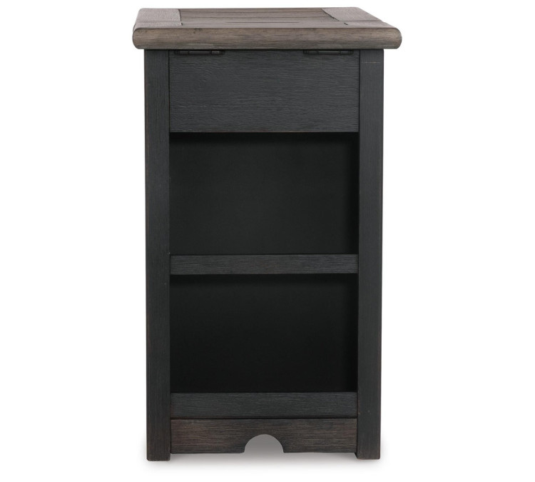 Tyler Creek Chairside End Table with USB Ports & Outlets - Grayish Brown/Black