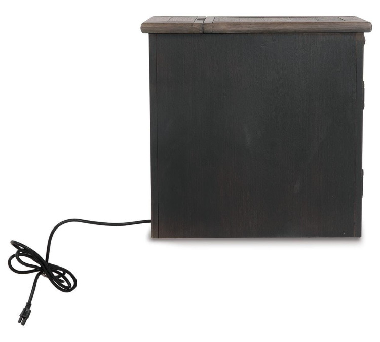 Tyler Creek Chairside End Table with USB Ports & Outlets - Grayish Brown/Black