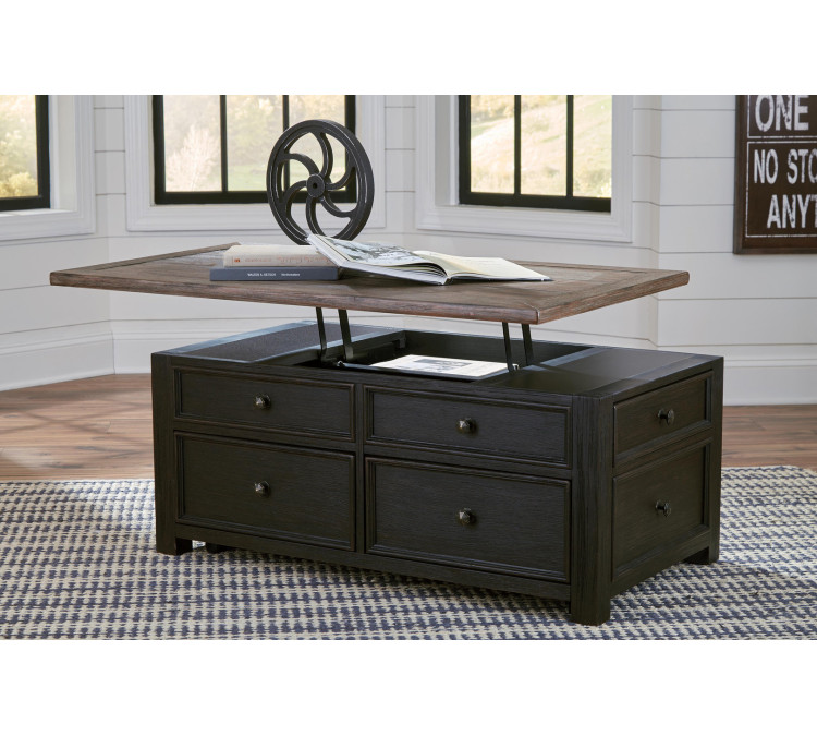 Tyler Creek Coffee Table with Lift Top - Grayish Brown/Black