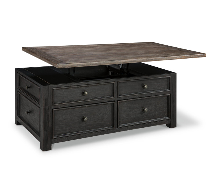 Tyler Creek Coffee Table with Lift Top - Grayish Brown/Black