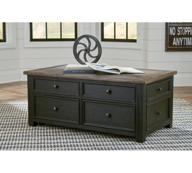 Tyler Creek Coffee Table with Lift Top - Grayish Brown/Black