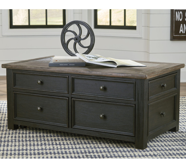 Tyler Creek Coffee Table with Lift Top - Grayish Brown/Black