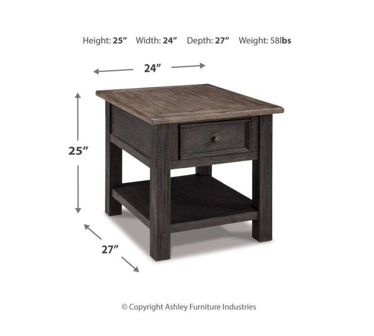 Tyler Creek End Table - Grayish Brown/Black
