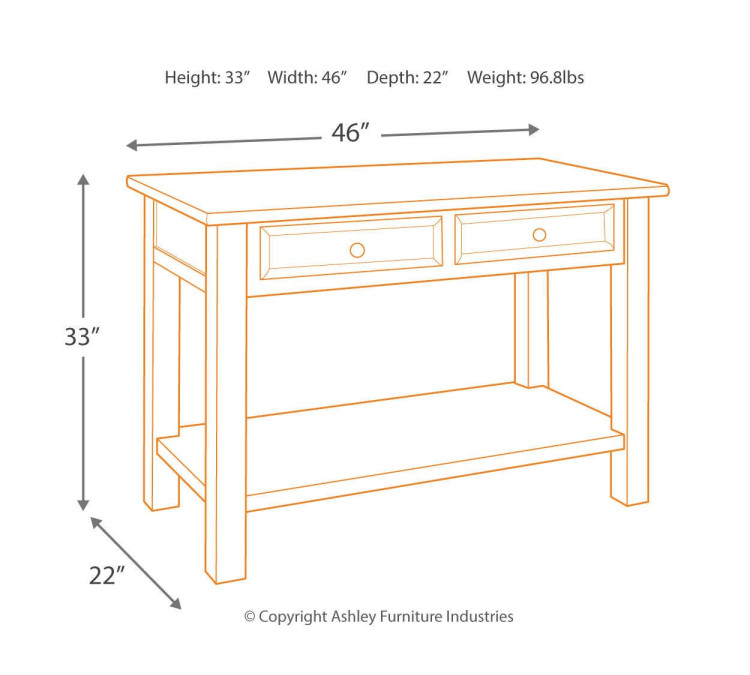 Tyler Creek Sofa/Console Table - Grayish Brown/Black
