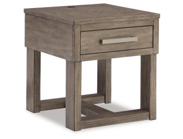 Loyaska End Table - Grayish Brown/White