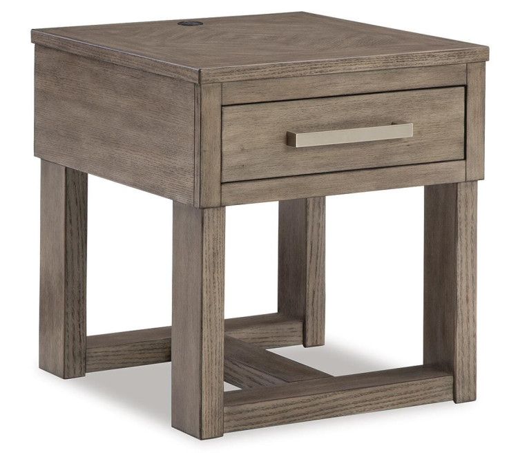 Loyaska End Table - Grayish Brown/White