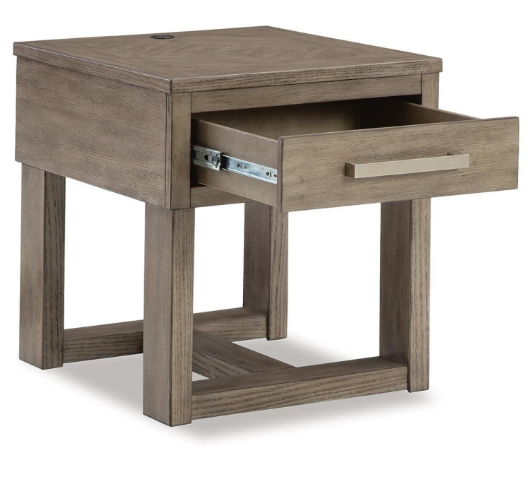 Loyaska End Table - Grayish Brown/White