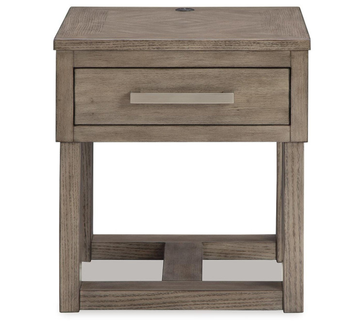 Loyaska End Table - Grayish Brown/White