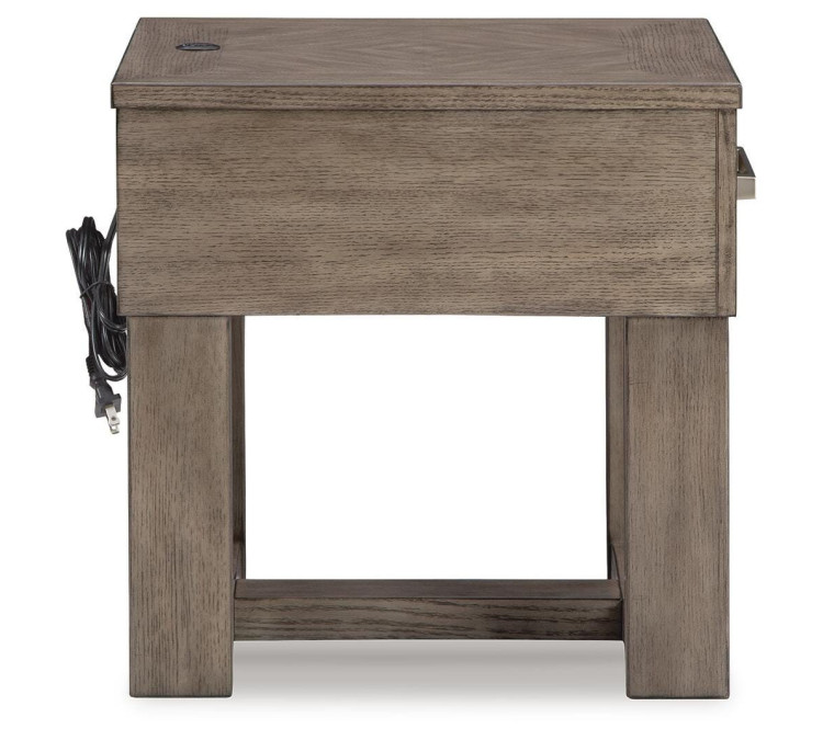 Loyaska End Table - Grayish Brown/White