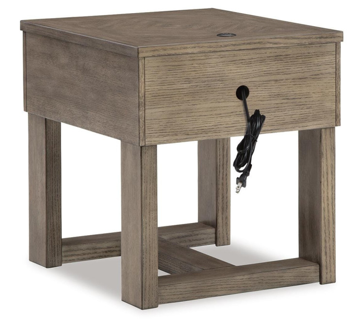 Loyaska End Table - Grayish Brown/White