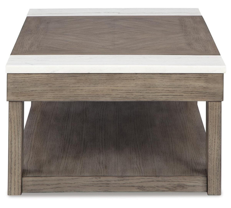 Loyaska Lift-Top Coffee Table - Grayish Brown/White