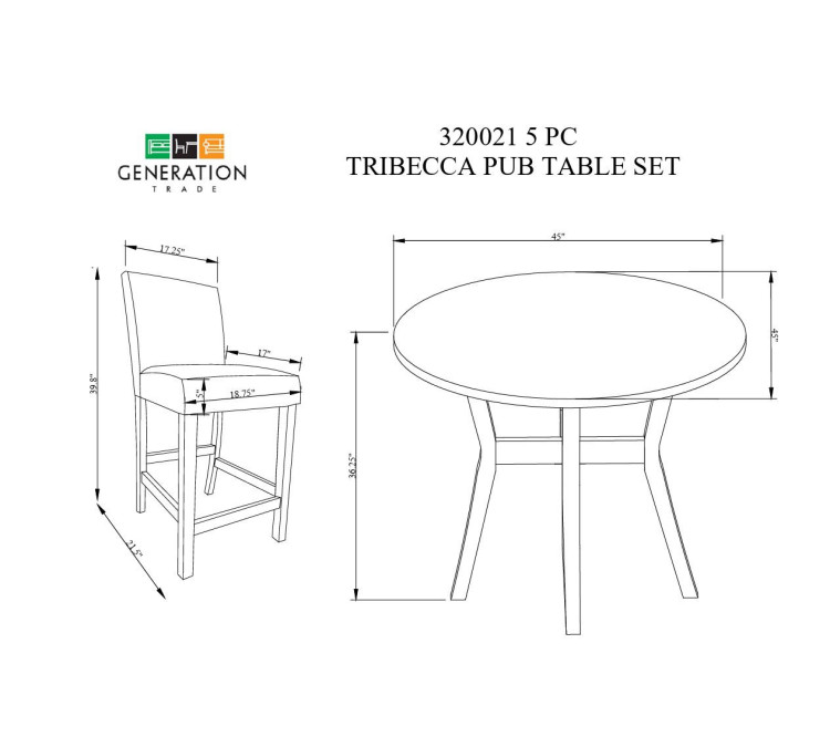 Tribecca – 5 Piece Round Pub Set