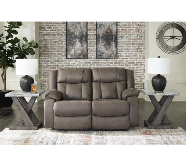 First Base Reclining Loveseat - Gunmetal