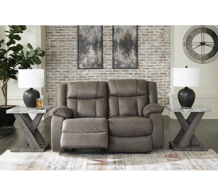 First Base Reclining Loveseat - Gunmetal