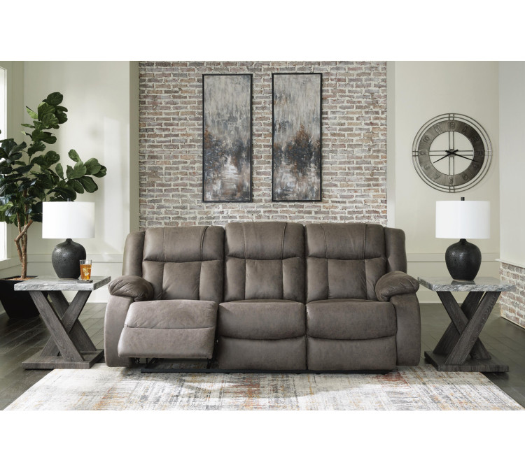 First Base Reclining Sofa - Gunmetal