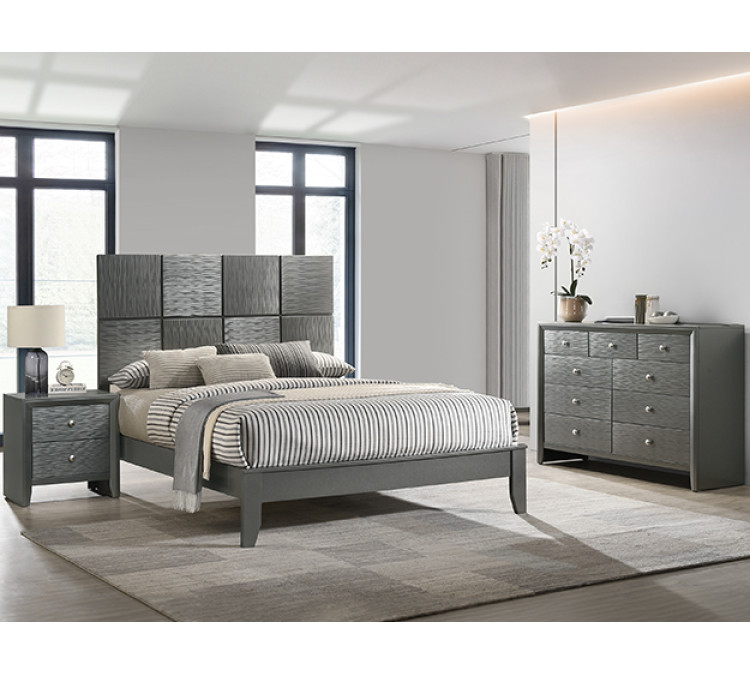 DENKER BEDROOM GROUP - KING / Gunmetal