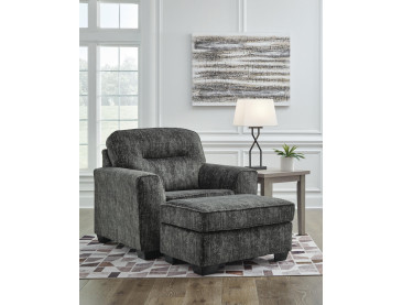 Lonoke Chair and Ottoman - Gunmetal