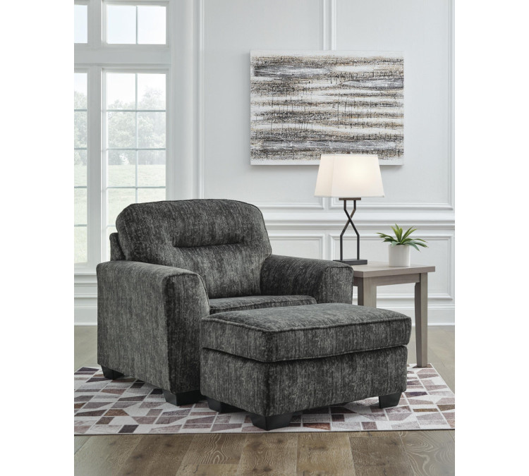 Lonoke Chair and Ottoman - Gunmetal