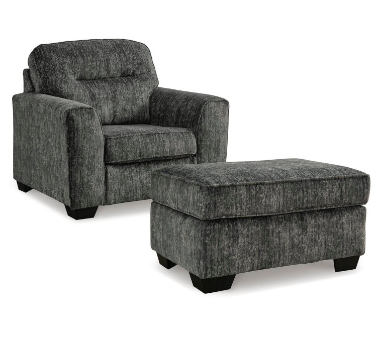 Lonoke Chair and Ottoman - Gunmetal