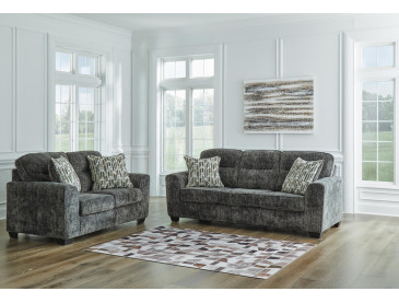 Lonoke Sofa and Loveseat - Gunmetal