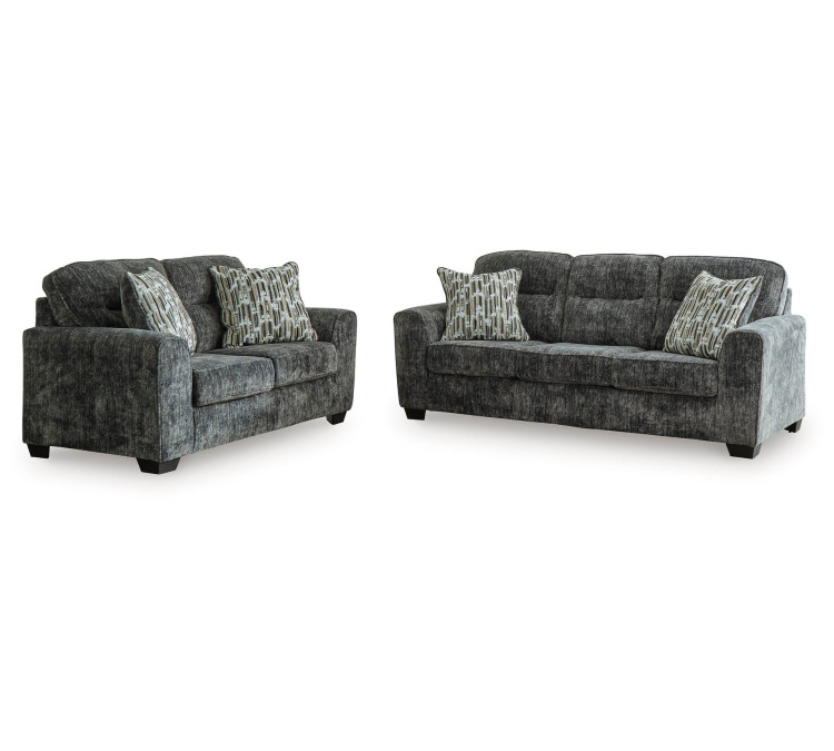 Lonoke Sofa and Loveseat - Gunmetal