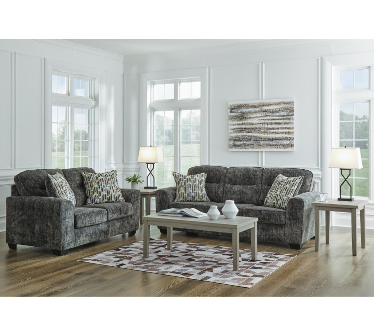 Lonoke Sofa and Loveseat - Gunmetal