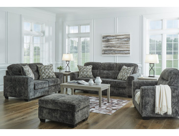 Lonoke Sofa, Loveseat, Chair and Ottoman - Gunmetal