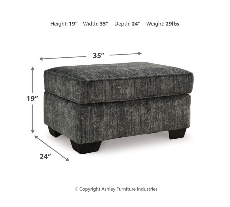 Lonoke Sofa, Loveseat, Chair and Ottoman - Gunmetal
