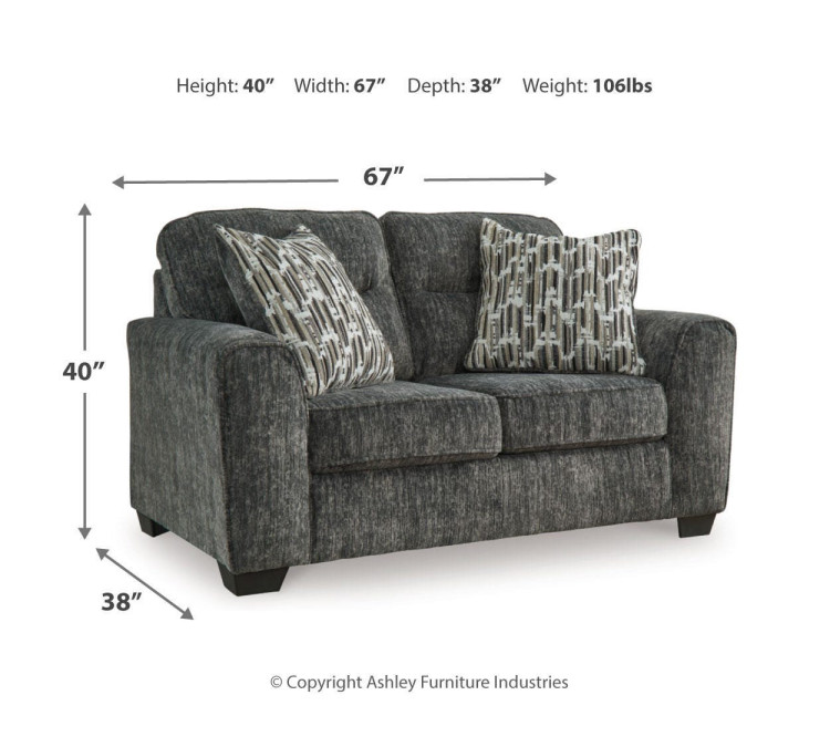 Lonoke Sofa, Loveseat, Chair and Ottoman - Gunmetal