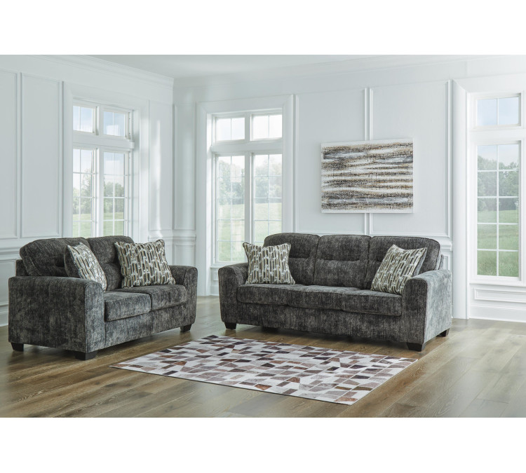 Lonoke Sofa, Loveseat, Chair and Ottoman - Gunmetal