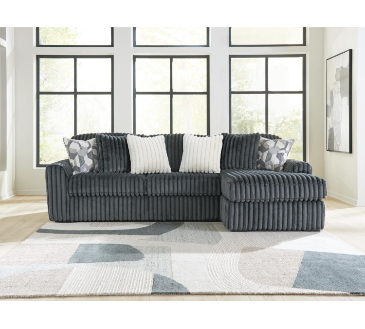 Midnight-Madness 2-Piece Sectional Sofa Chaise - Gunmetal