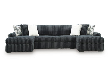 Midnight-Madness 3-Piece Double Chaise Sectional - Gunmetal