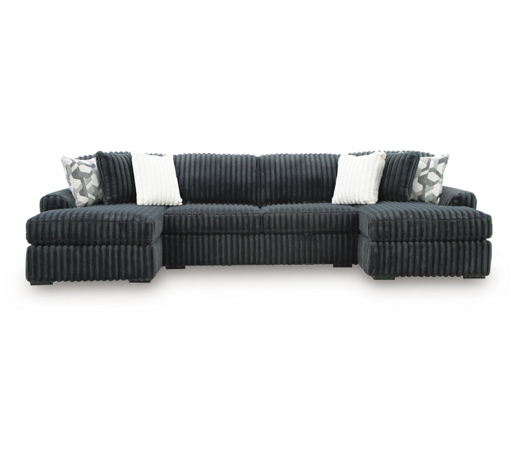 Midnight-Madness 3-Piece Double Chaise Sectional - Gunmetal