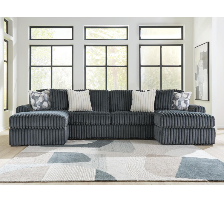Midnight-Madness 3-Piece Double Chaise Sectional - Gunmetal