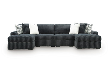 Midnight-Madness 4-Piece Double Chaise Sectional - Gunmetal