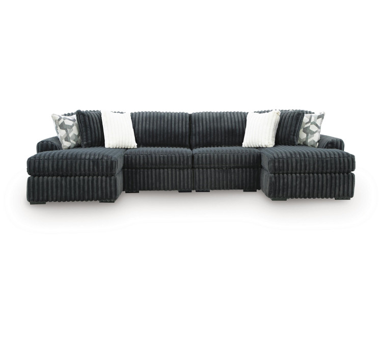 Midnight-Madness 4-Piece Double Chaise Sectional - Gunmetal