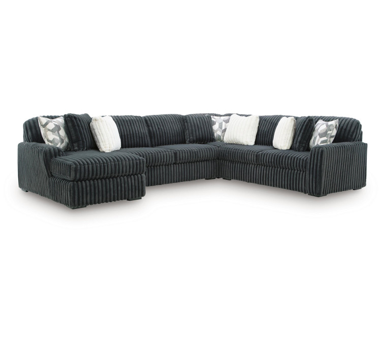 Midnight-Madness 4-Piece Sectional with Chaise - Gunmetal