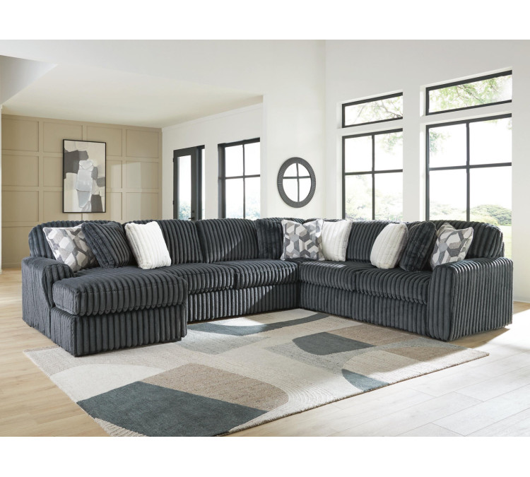 Midnight-Madness 4-Piece Sectional with Chaise - Gunmetal