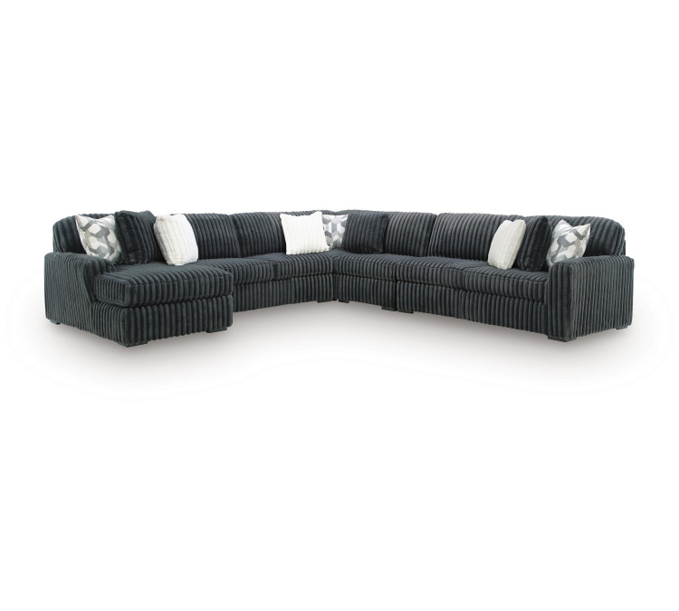 Midnight-Madness 5-Piece Sectional with Chaise - Gunmetal