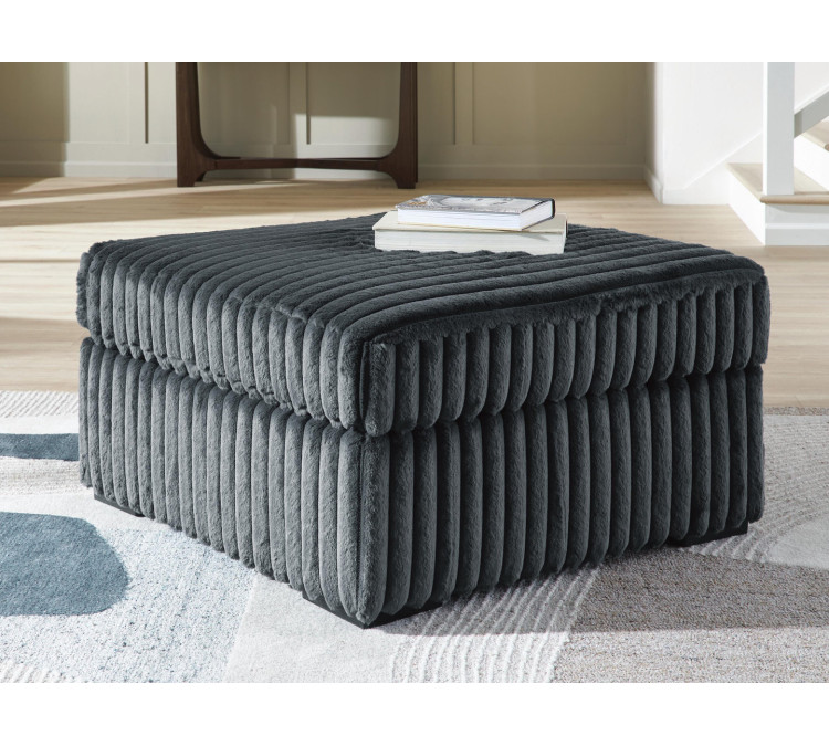 Midnight-Madness Oversized Accent Ottoman - Gunmetal